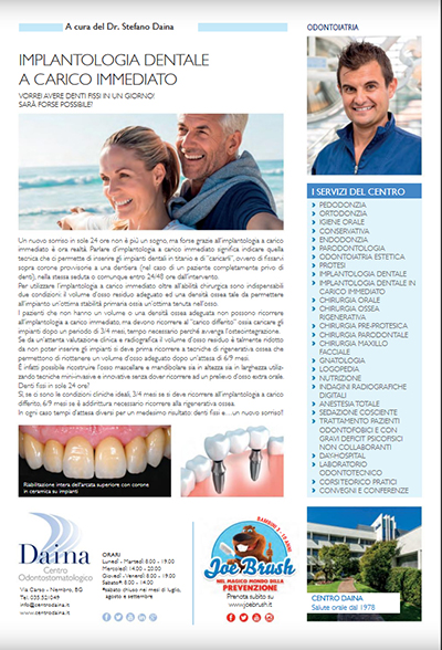 Implantologia dentale a carico immediato _ QuiBg n. 245 Settembre 2017 Implantologia dentale a carico immediato _ QuiBg n. 245 Settembre 2017