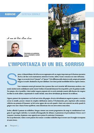 L’importanza di un bel sorriso – Rubrica a cura del Dott. Luca Mora – BergamoUp n. 55 Giugno 2015 L’importanza di un bel sorriso – Rubrica a cura del Dott. Luca Mora – BergamoUp n. 55 Giugno 2015